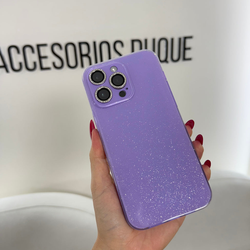 CASE IPHONE 13 PRO MAX DESTELLOS LILA
