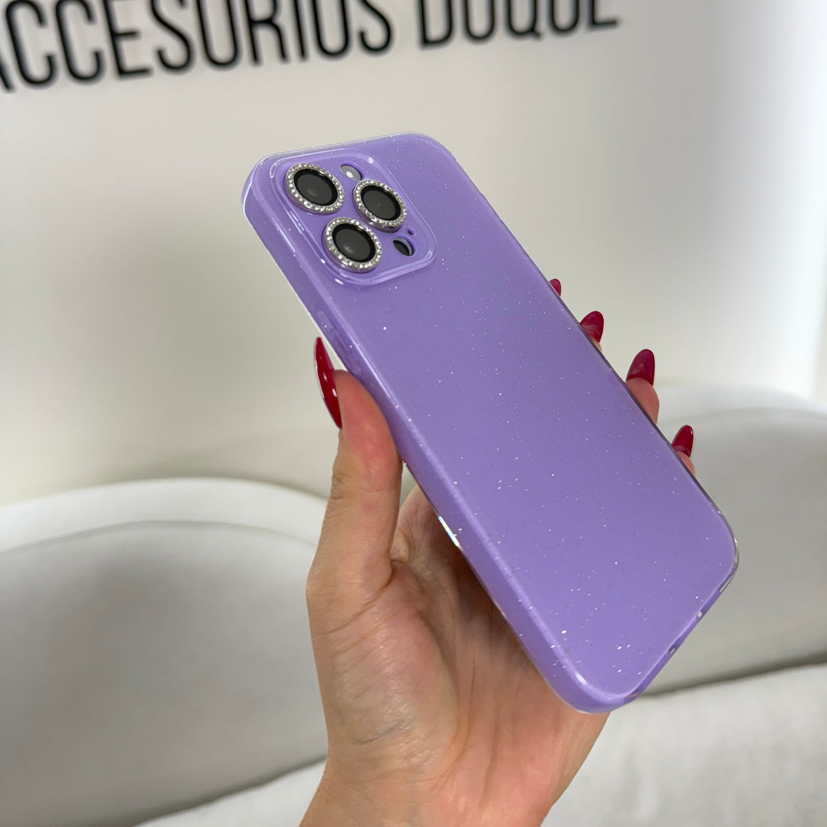 CASE IPHONE 14 PRO DESTELLOS LILA
