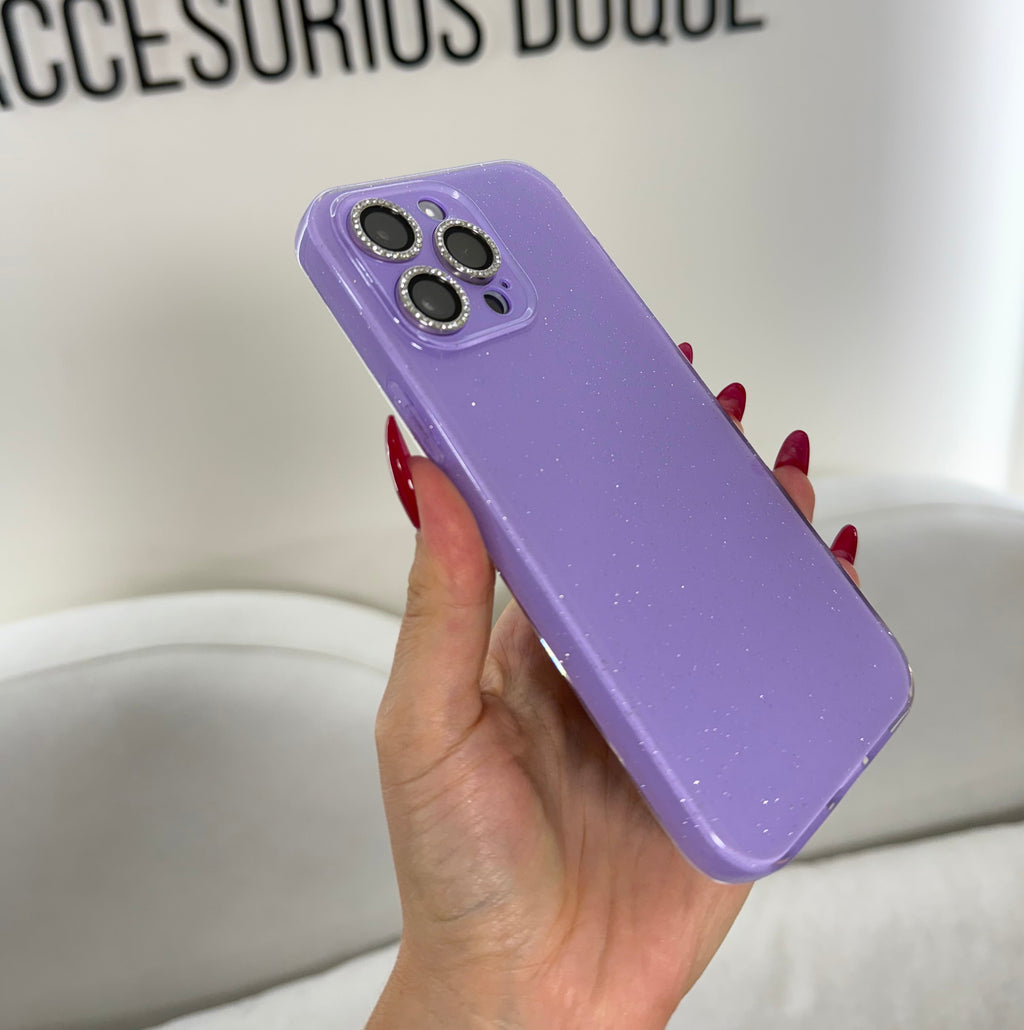 CASE IPHONE 12 PRO MAX DESTELLOS LILA