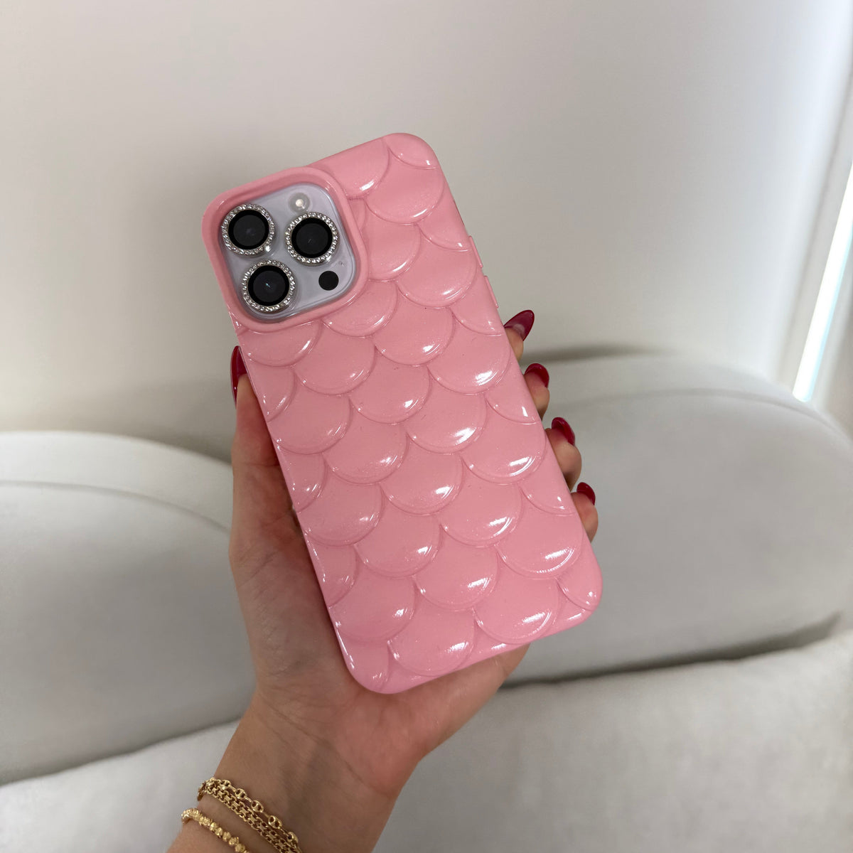 CASE IPHONE 13 PRO MAX ESCAMAS ROSADO