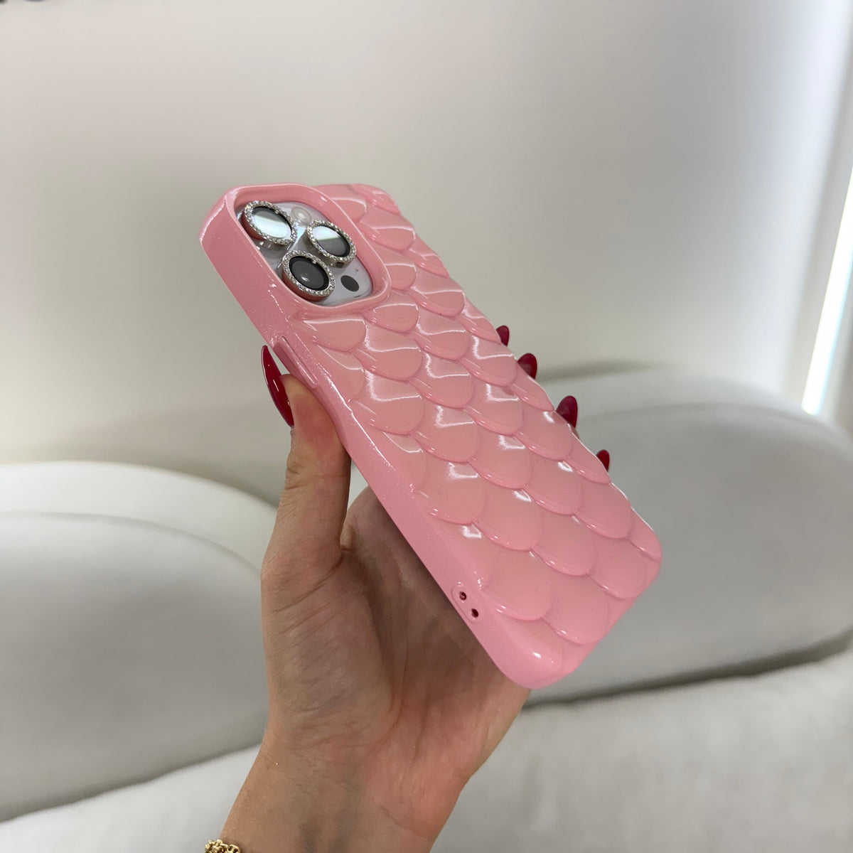 CASE IPHONE 12 PRO MAX ESCAMAS ROSADO