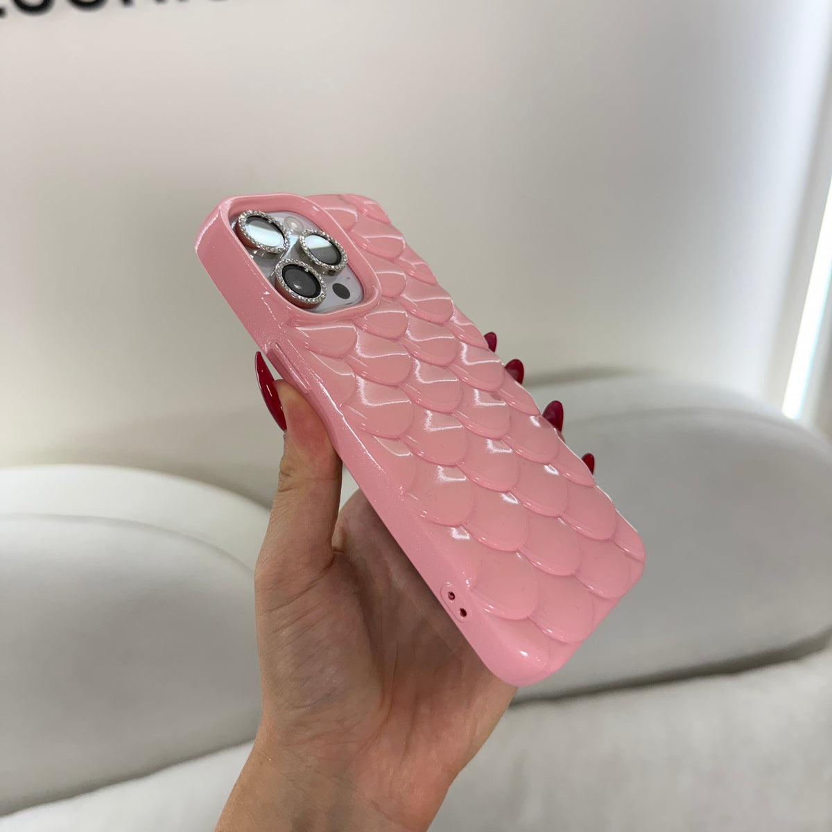 CASE IPHONE 14 PRO ESCAMAS ROSADA