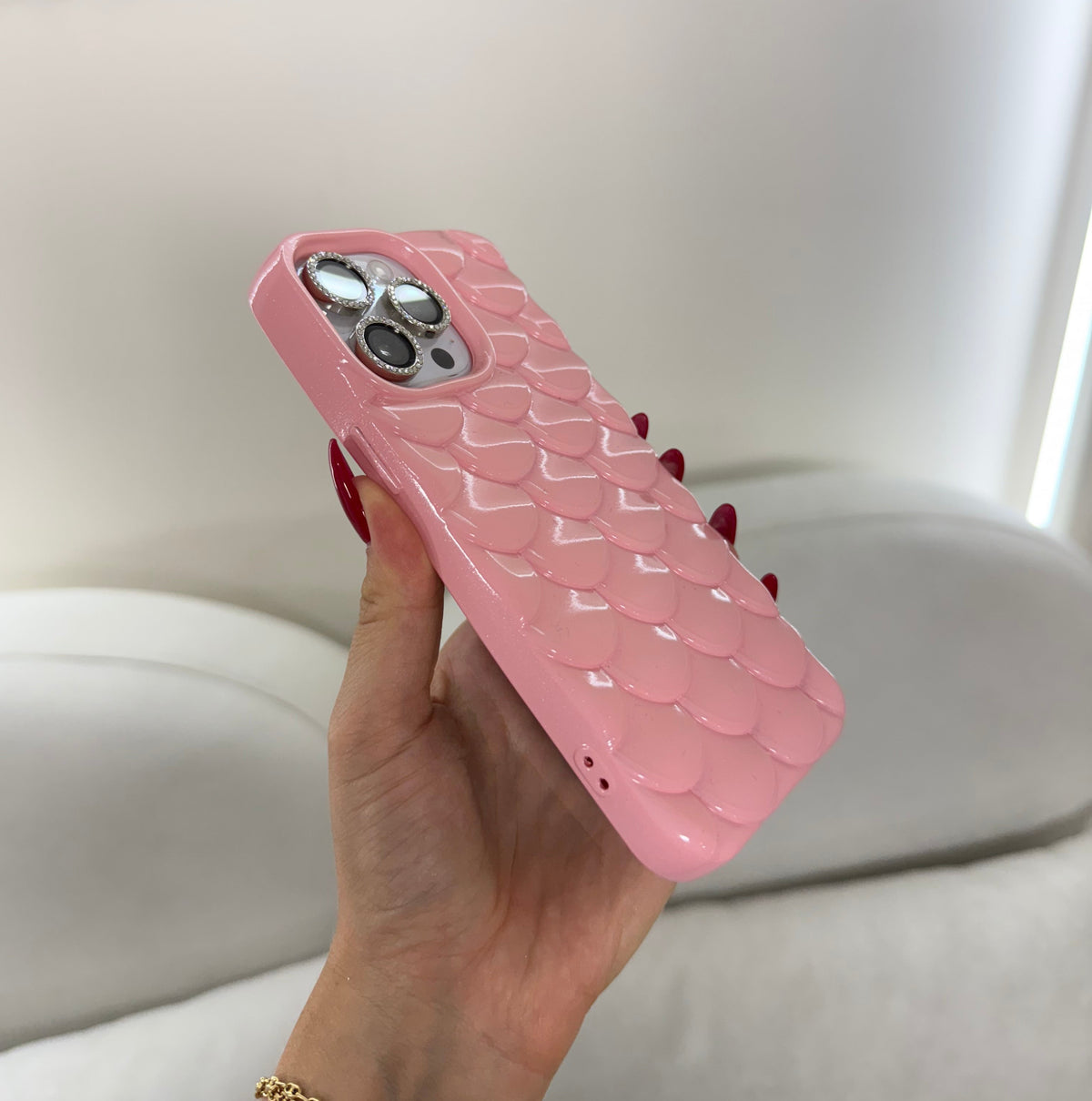 CASE IPHONE 13 PRO MAX ESCAMAS ROSADO