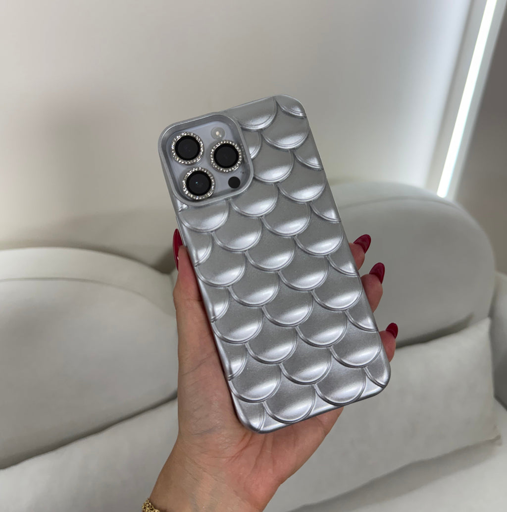 CASE IPHONE 15 PRO MAX ESCAMAS PLATEADO