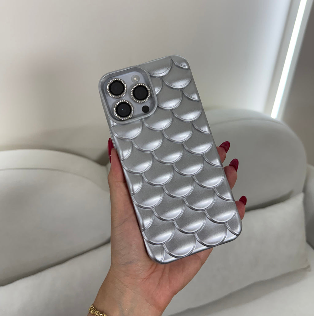 CASE IPHONE 13 PRO MAX ESCAMAS PLATEADO