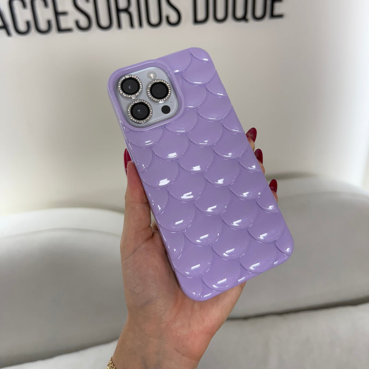 CASE IPHONE 11 PRO MAX ESCAMAS LILA