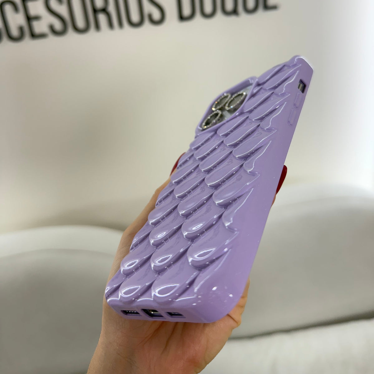 CASE IPHONE 13 PRO MAX ESCAMAS LILA