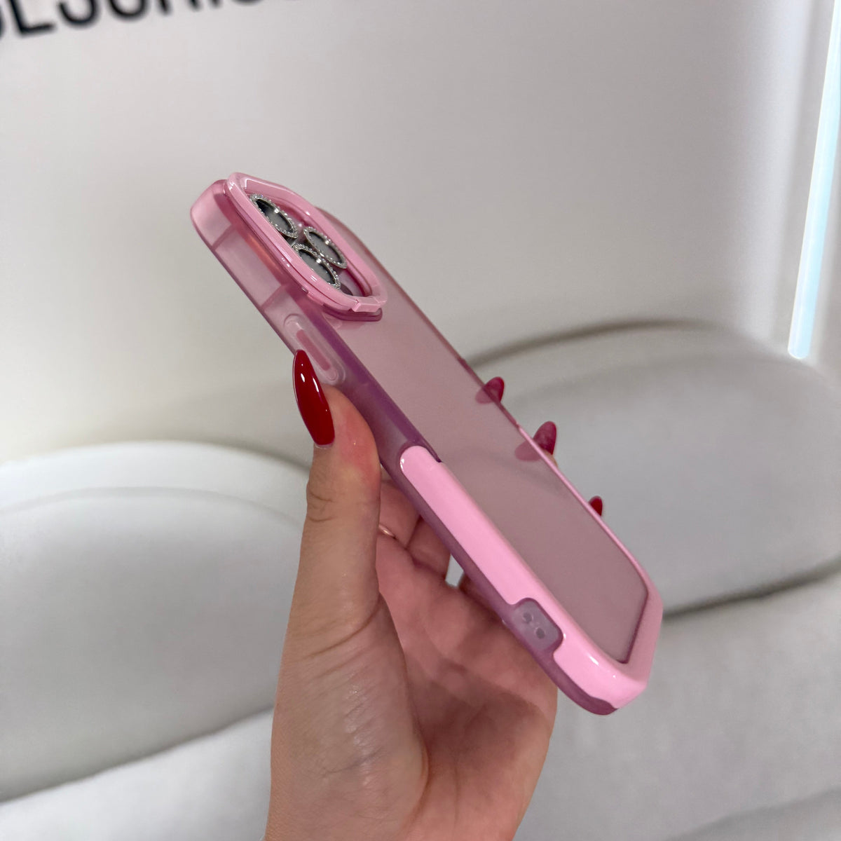 CASE IPHONE 14 PRO MAX SOPORTE ROSADO