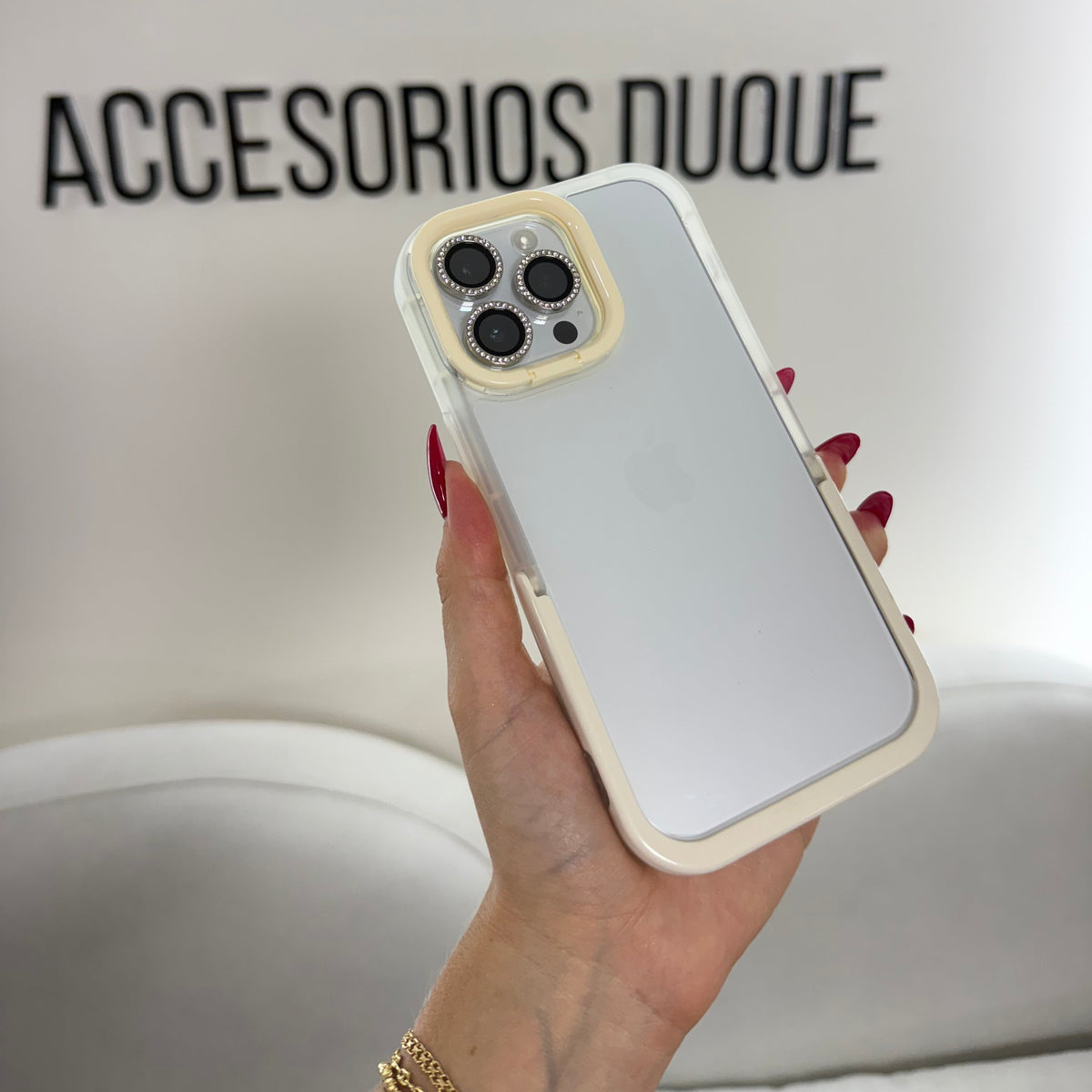 CASE IPHONE 14 PRO MAX SOPORTE BEIGE