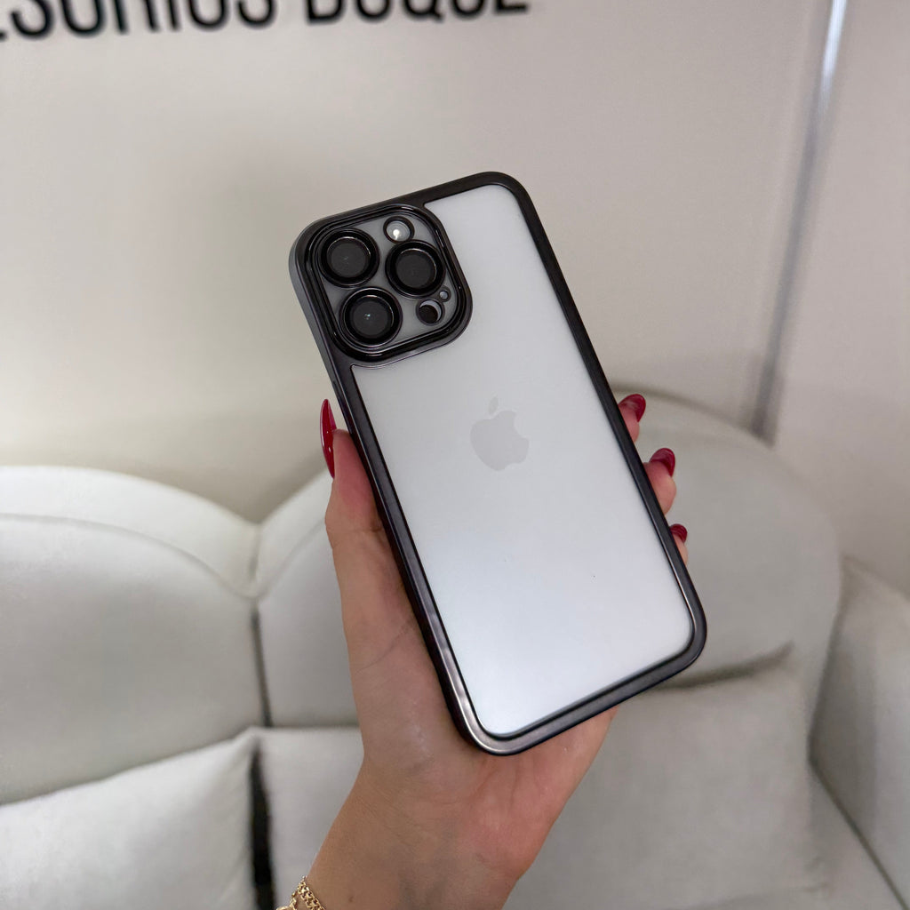 CASE IPHONE 11 PRO MAX BORDE METALIZADO NEGRO