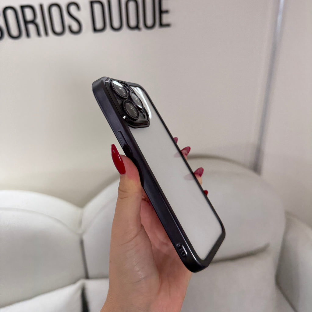 CASE IPHONE 13 PRO BORDE METALIZADO NEGRO