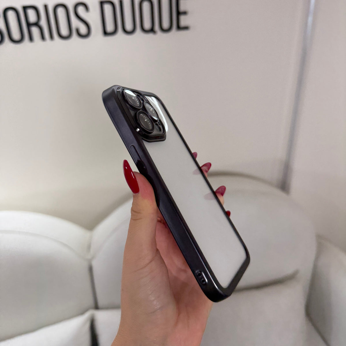 CASE IPHONE 13 PRO BORDE METALIZADO NEGRO