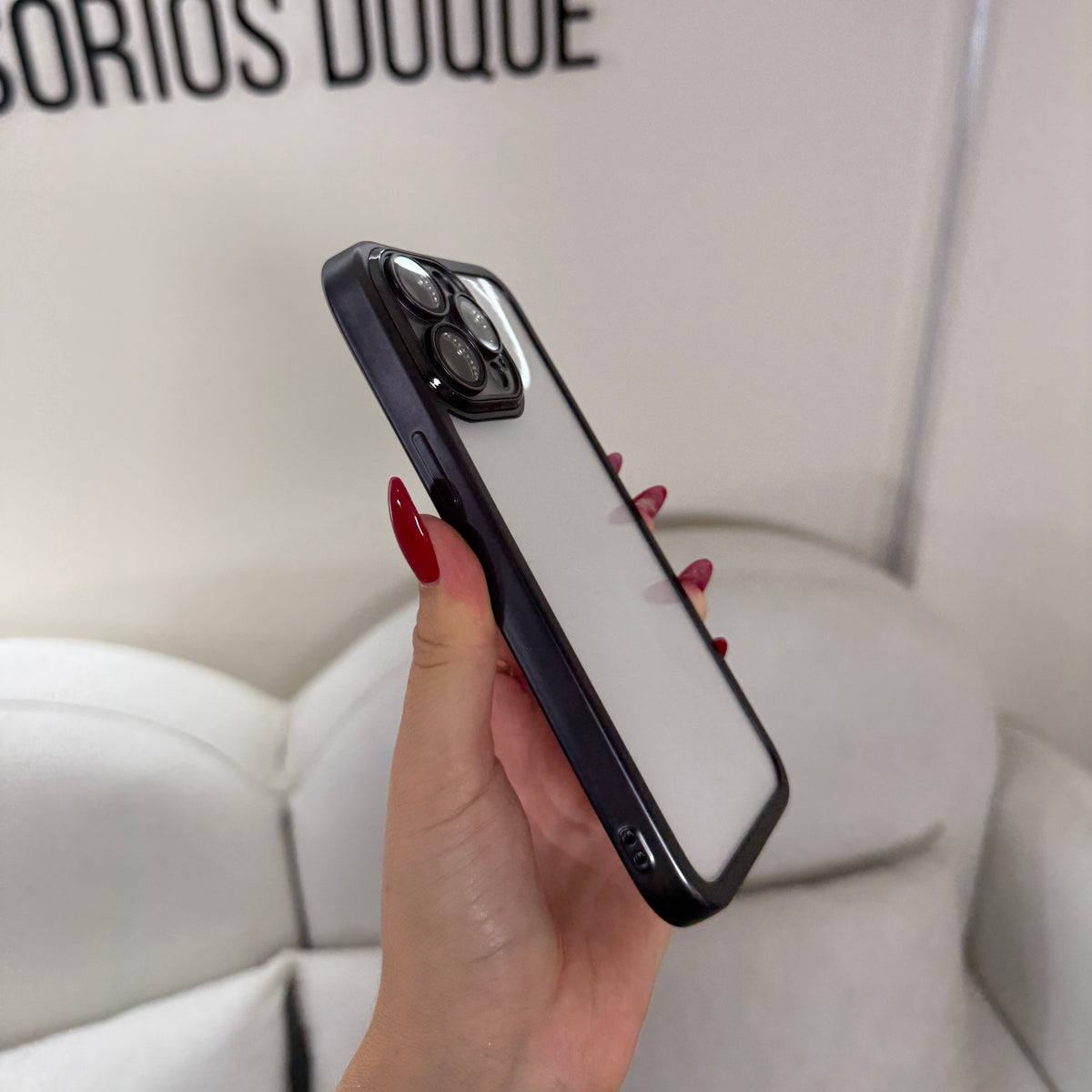 CASE IPHONE 14 PRO BORDE METALIZADO  NEGRO