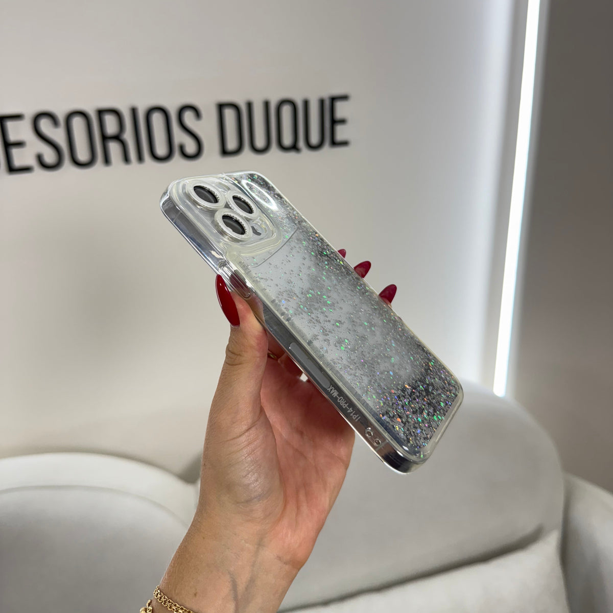 CASE IPHONE 14 PRO MAX PECERA PLATEADA