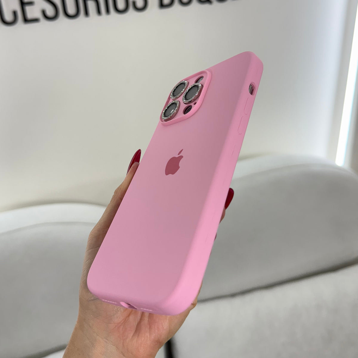 CASE IPHONE 13 PRO MAX SILICONA ROSADO