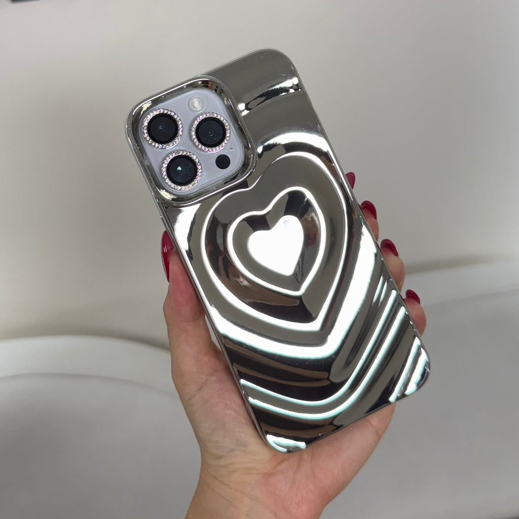 CASE IPHONE 13 PRO MAX LOVE 3D PLATEADO