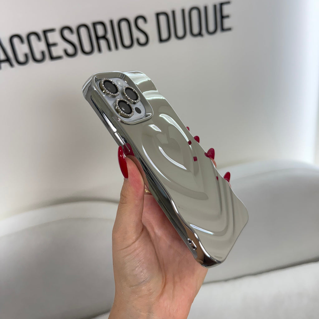 CASE IPHONE 12 PRO MAX LOVE 3D PLATEADO