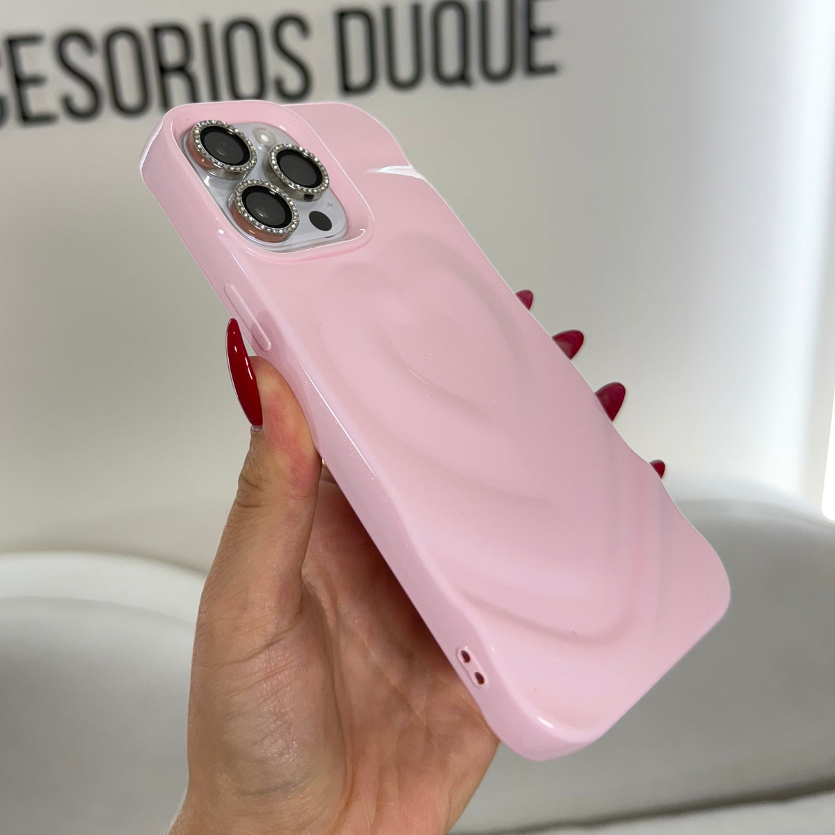 CASE IPHONE 12 -12 PRO LOVE 3D ROSADO