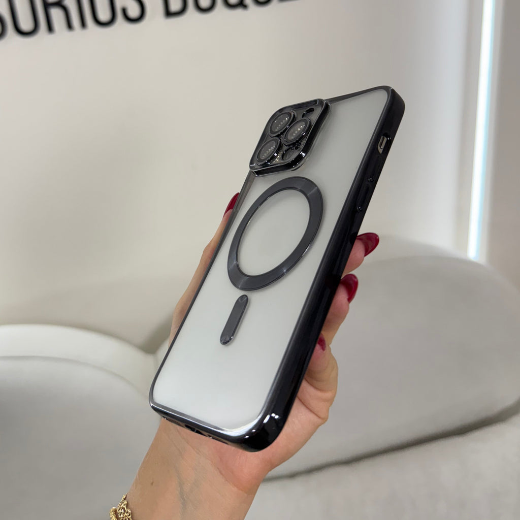 CASE IPHONE 11 PRO MAX BORDE METALIZADO MAGSAFE NEGRO