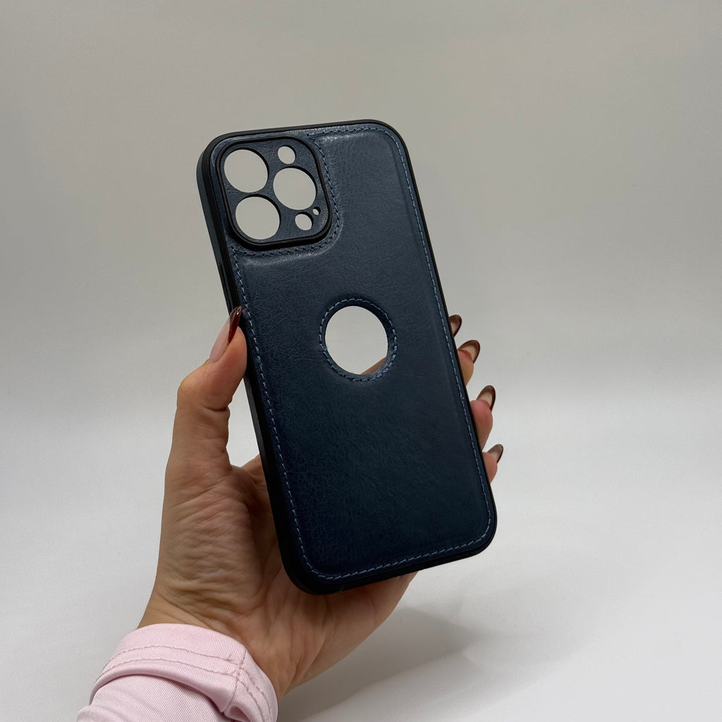 CASE IPHONE 13 PRO MAX TIPO CUERO AZUL