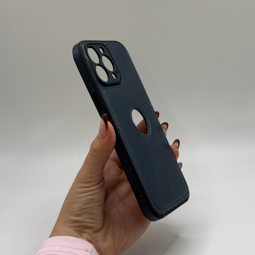 CASE IPHONE 13 PRO TIPO CUERO AZUL