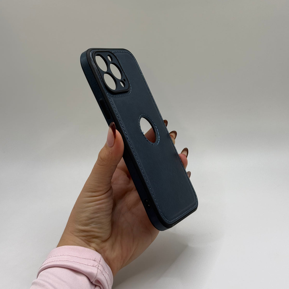 CASE IPHONE 12 PRO MAX TIPO CUERO AZUL