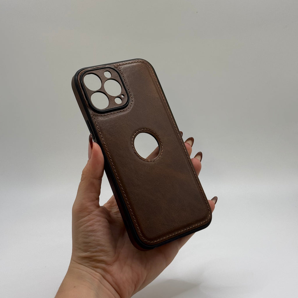 CASE IPHONE 12 PRO MAX TIPO CUERO CAFÉ
