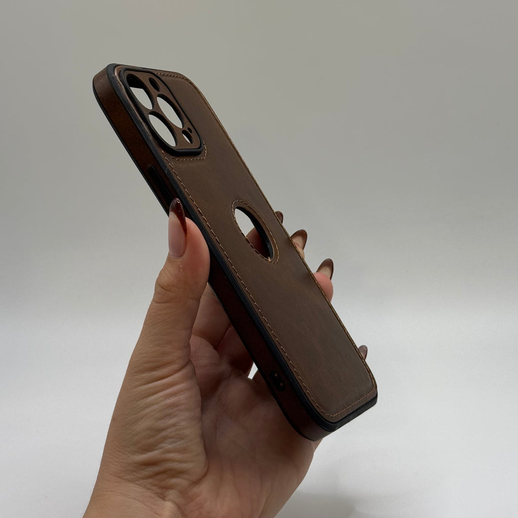 CASE IPHONE 12 PRO MAX TIPO CUERO CAFÉ