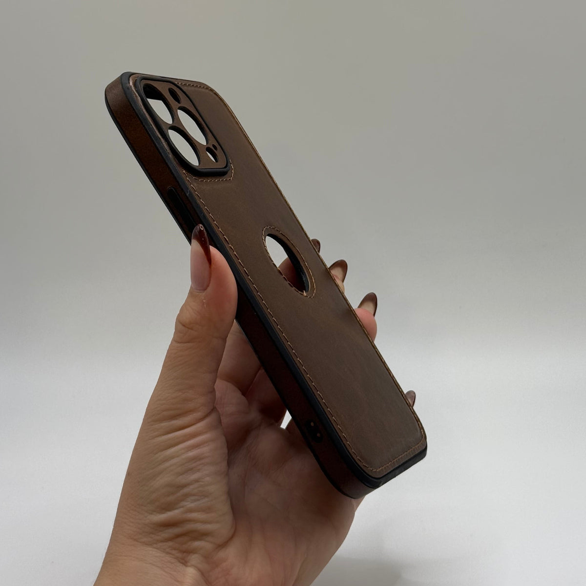 CASE IPHONE 12 PRO MAX TIPO CUERO CAFÉ