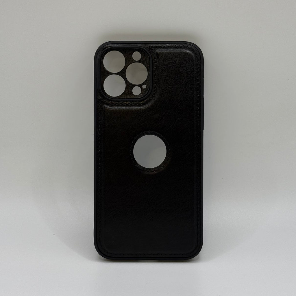 CASE IPHONE 13 PRO TIPO CUERO NEGRO