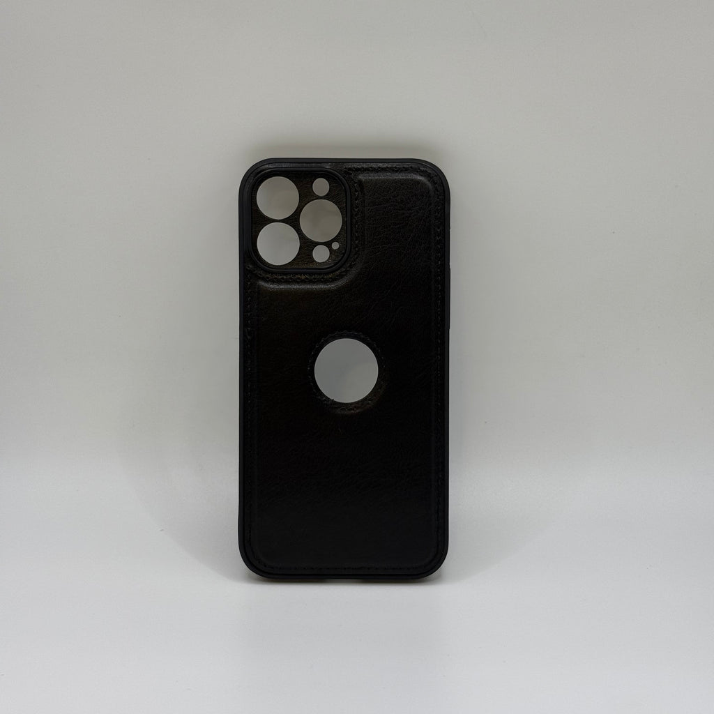 CASE IPHONE 13 PRO MAX TIPO CUERO NEGRO