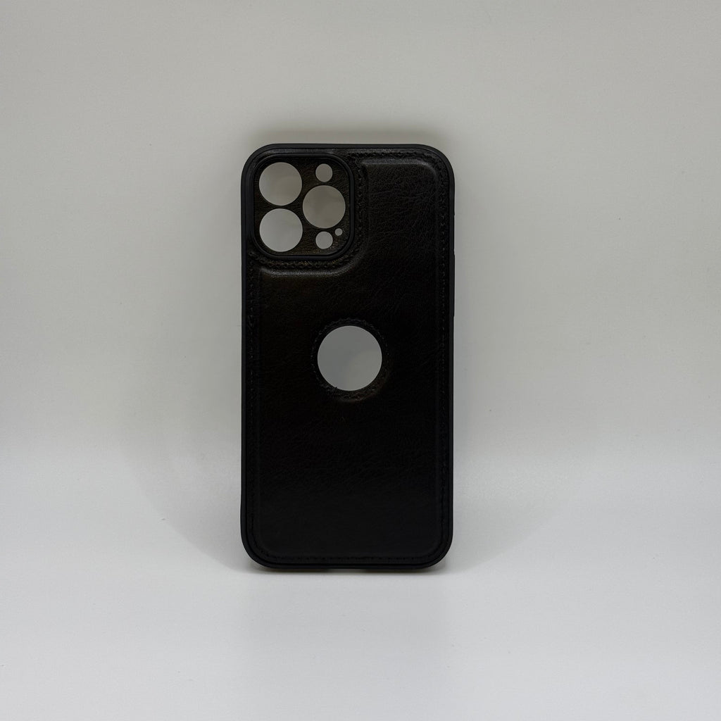 CASE IPHONE 12 PRO MAX TIPO CUERO NEGRO
