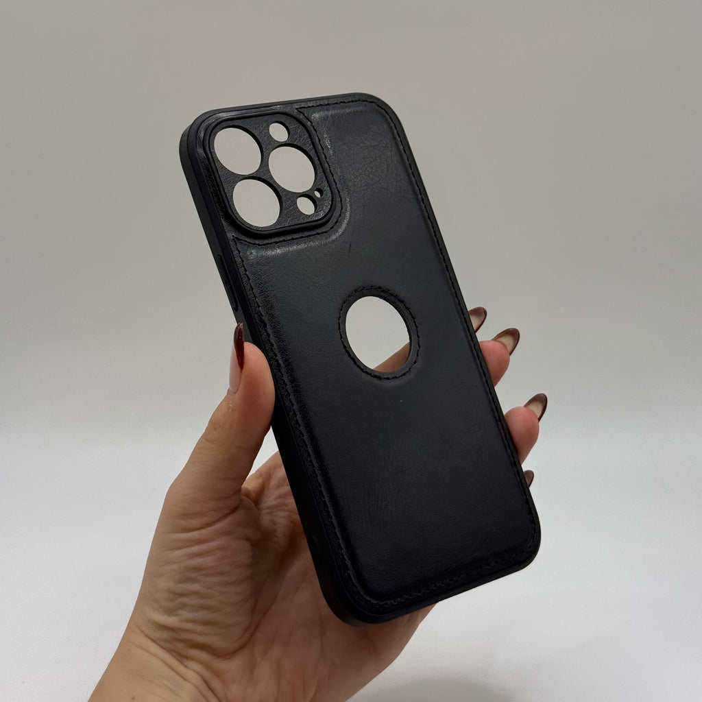 CASE IPHONE 13 PRO TIPO CUERO NEGRO