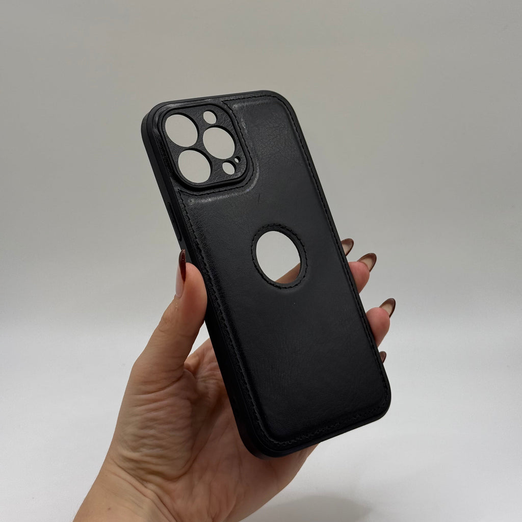 CASE IPHONE 12 PRO MAX TIPO CUERO NEGRO