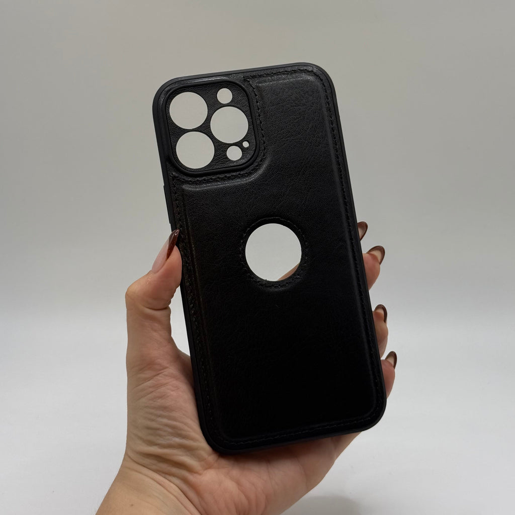 CASE IPHONE 13 PRO TIPO CUERO NEGRO