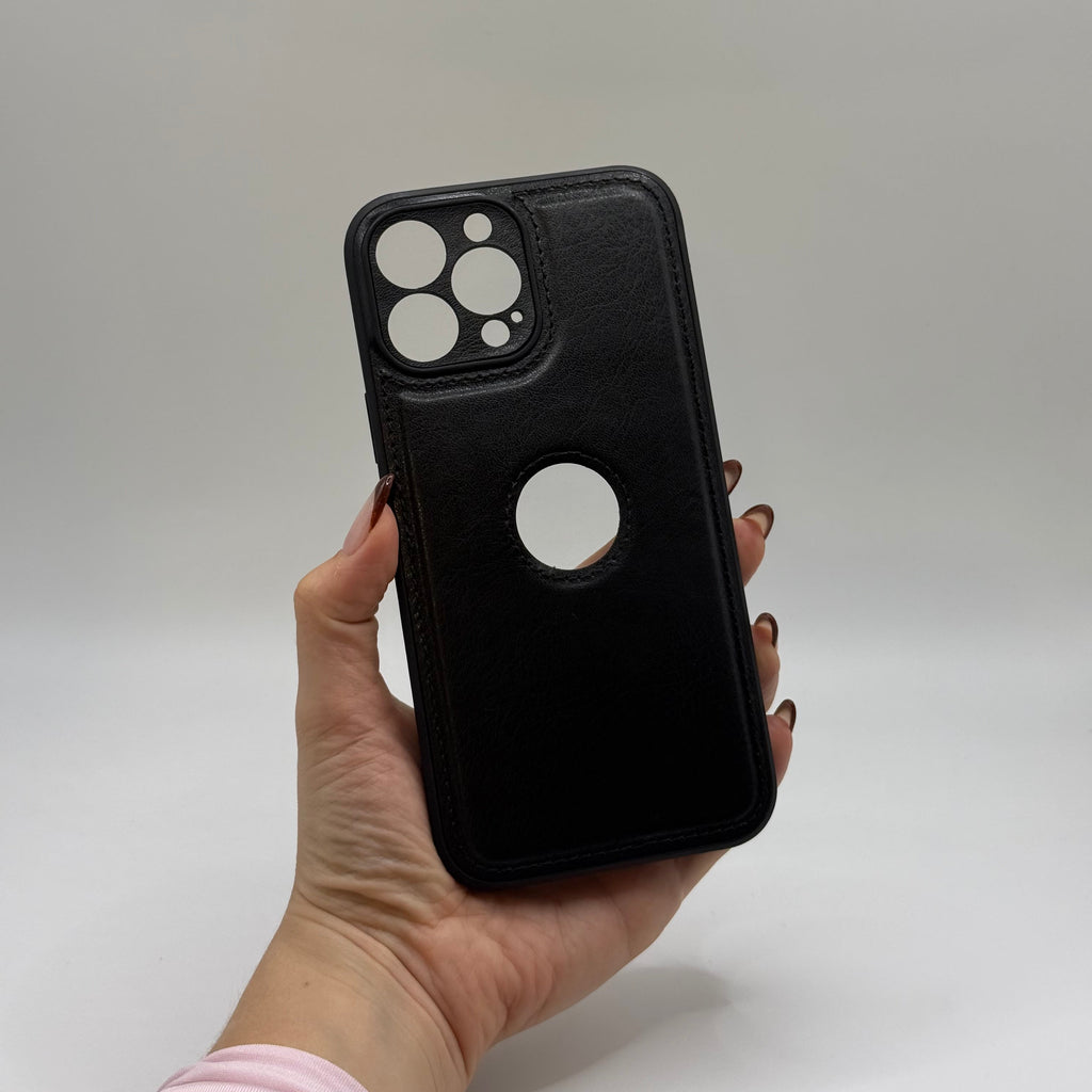CASE IPHONE 12 PRO MAX TIPO CUERO NEGRO