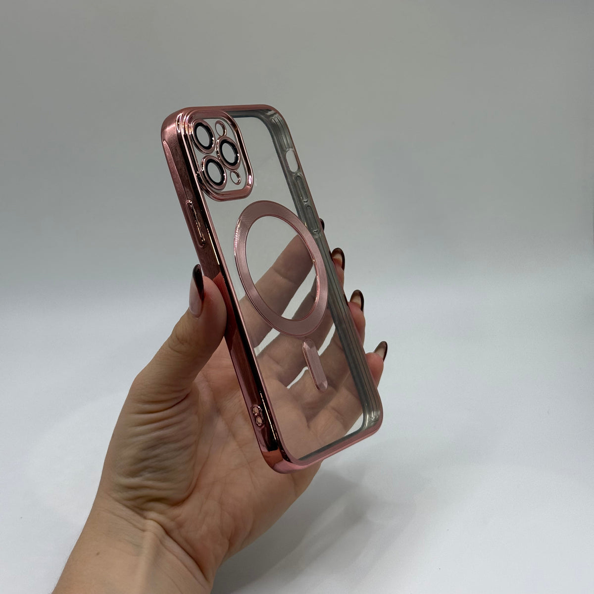 CASE IPHONE 11 PRO BORDE METALIZADO ROSADO
