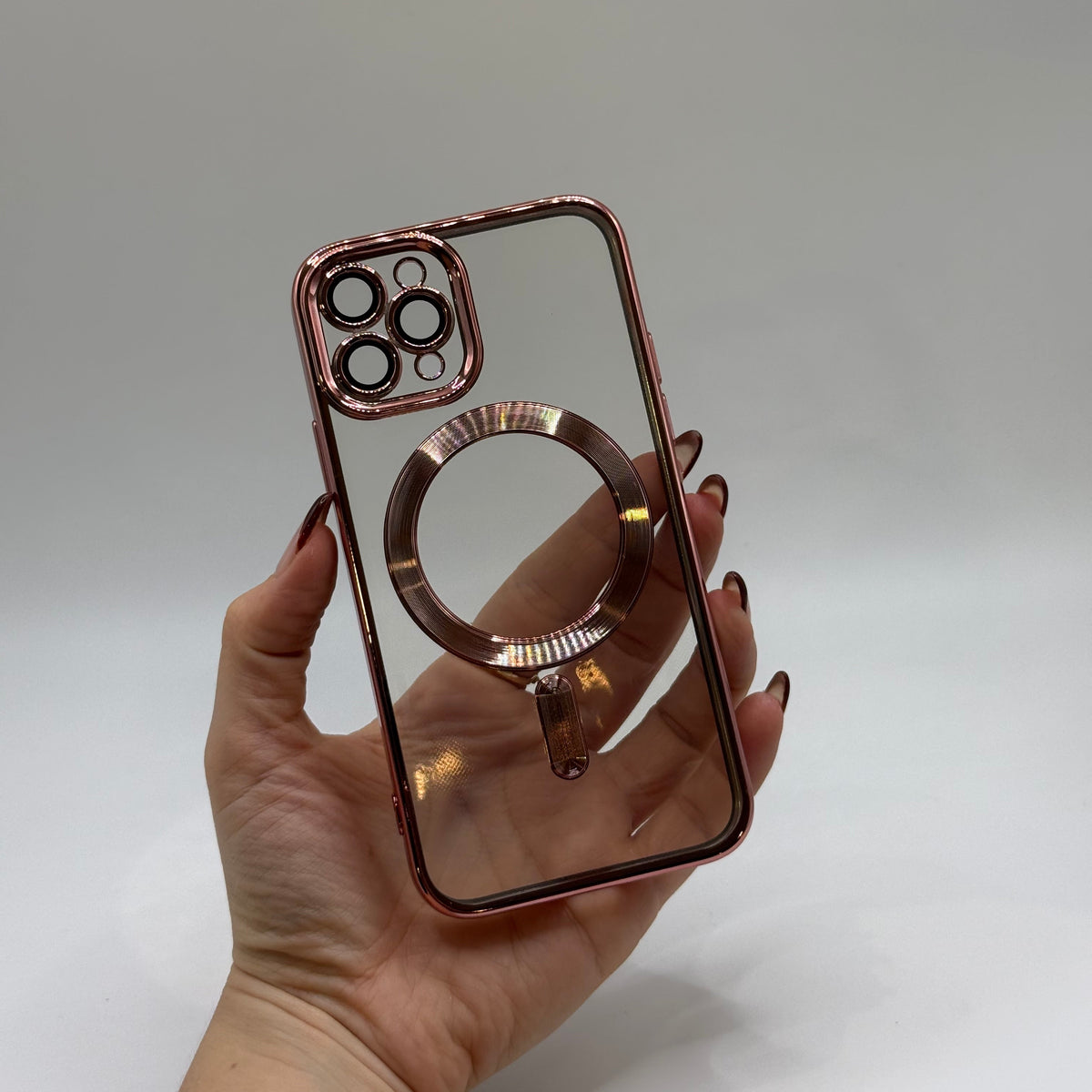 CASE IPHONE 11 PRO BORDE METALIZADO ROSADO