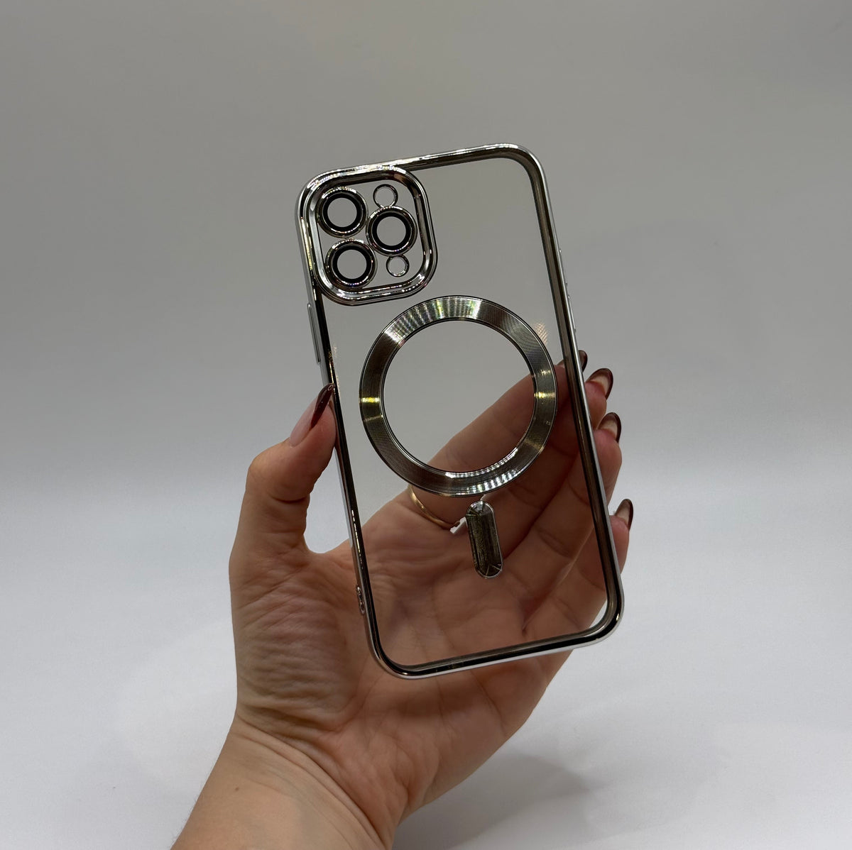 CASE IPHONE 11 PRO BORDE METALIZADO PLATEADO