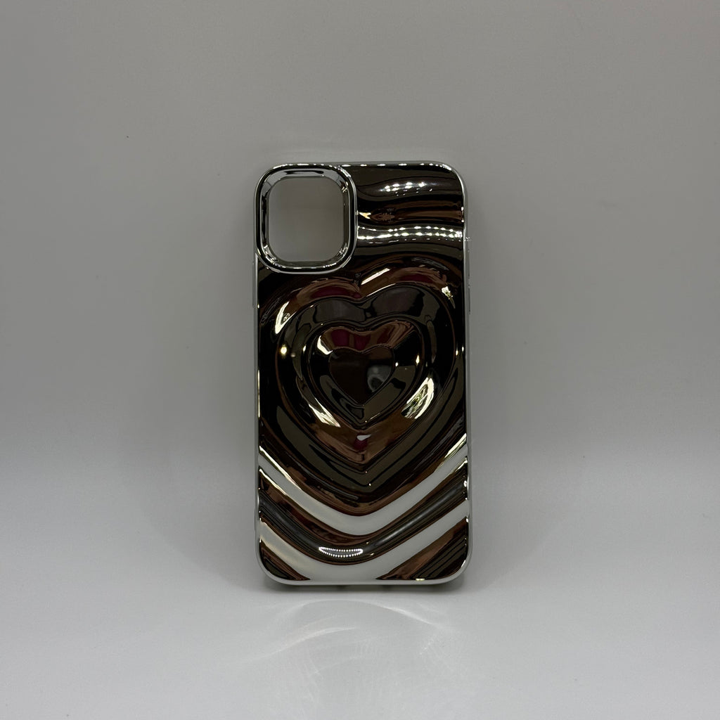 CASE IPHONE 11 LOVE 3D PLATEADO