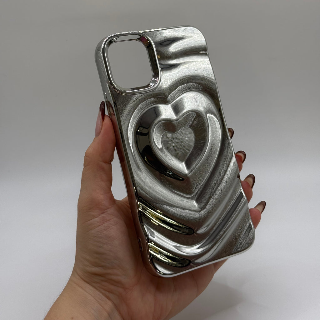 CASE IPHONE 11 LOVE 3D PLATEADO