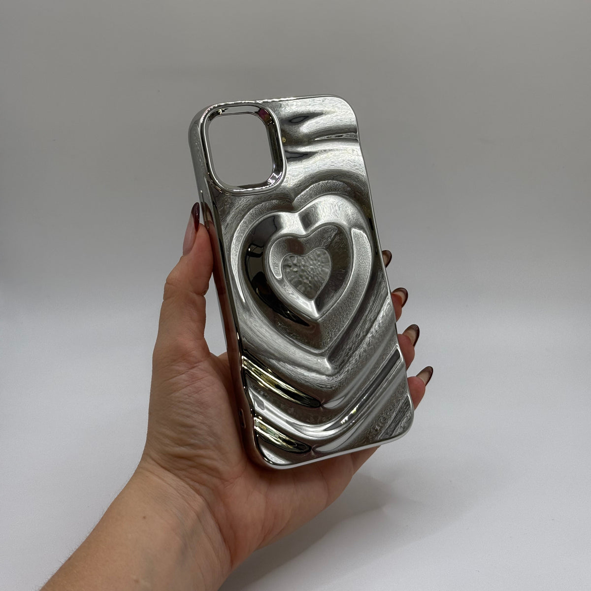 CASE IPHONE 11 LOVE 3D PLATEADO