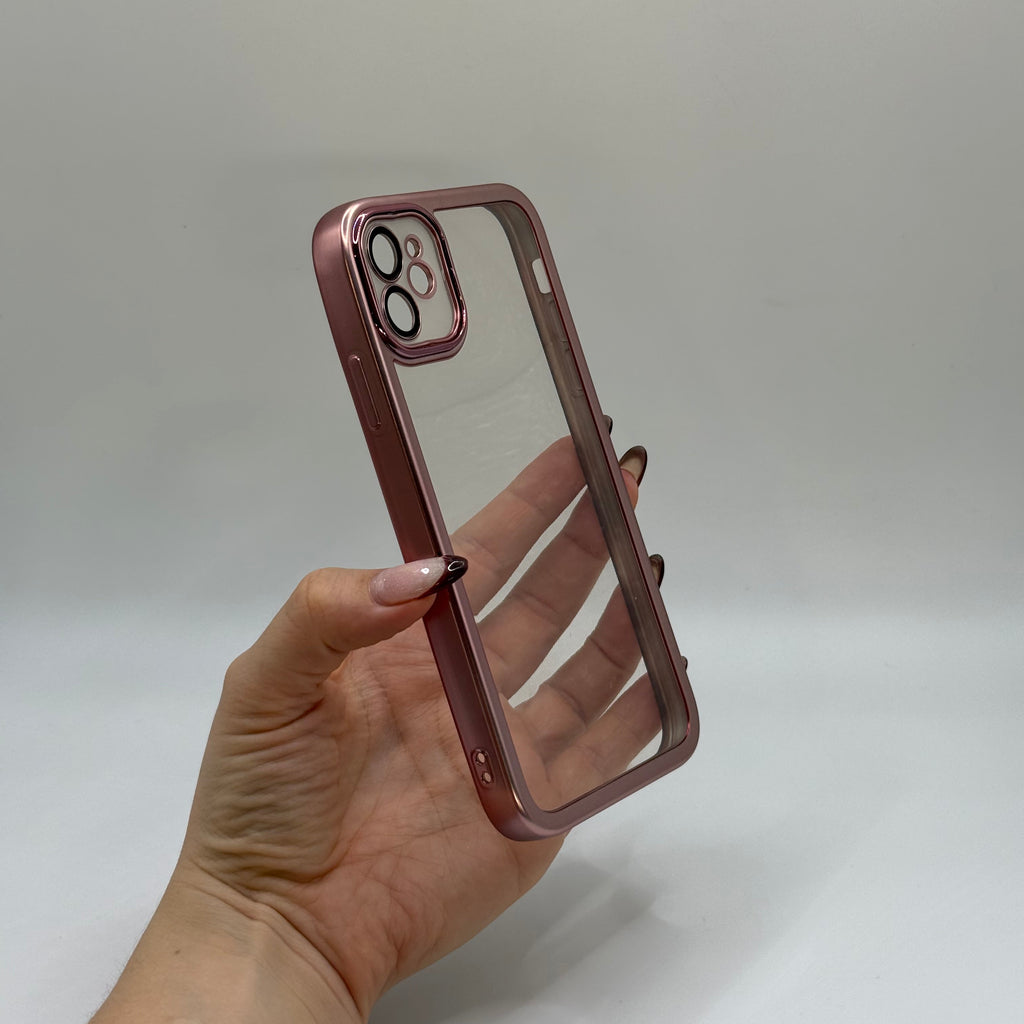 CASE IPHONE 11 BORDE METALIZADO ROSADO