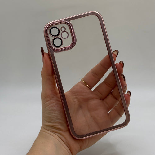 CASE IPHONE 11 BORDE METALIZADO ROSADO