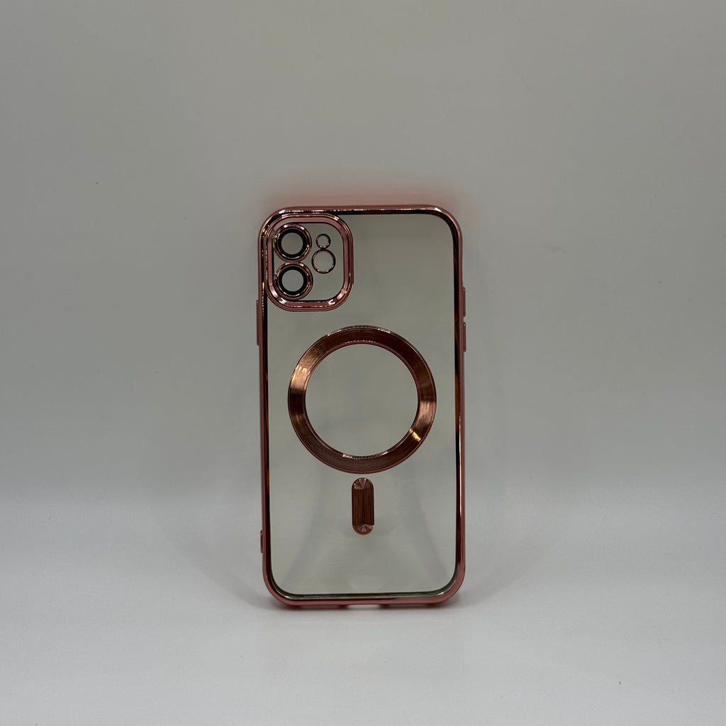 CASE IPHONE 11 BORDE METALIZADO MAGSAFE ROSADO