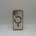 CASE IPHONE 11 BORDE METALIZADO MAGSAFE ROSADO