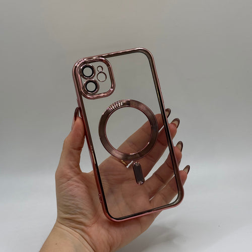 CASE IPHONE 11 BORDE METALIZADO MAGSAFE ROSADO