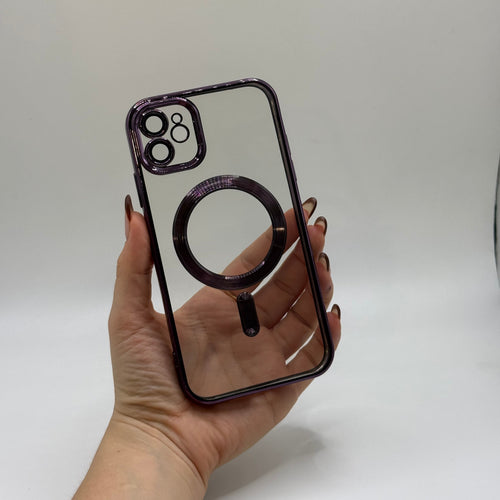 CASE IPHONE 11 BORDE METALIZADO MAGSAFE MORADO