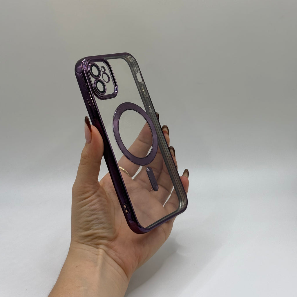 CASE IPHONE 11 BORDE METALIZADO MAGSAFE MORADO
