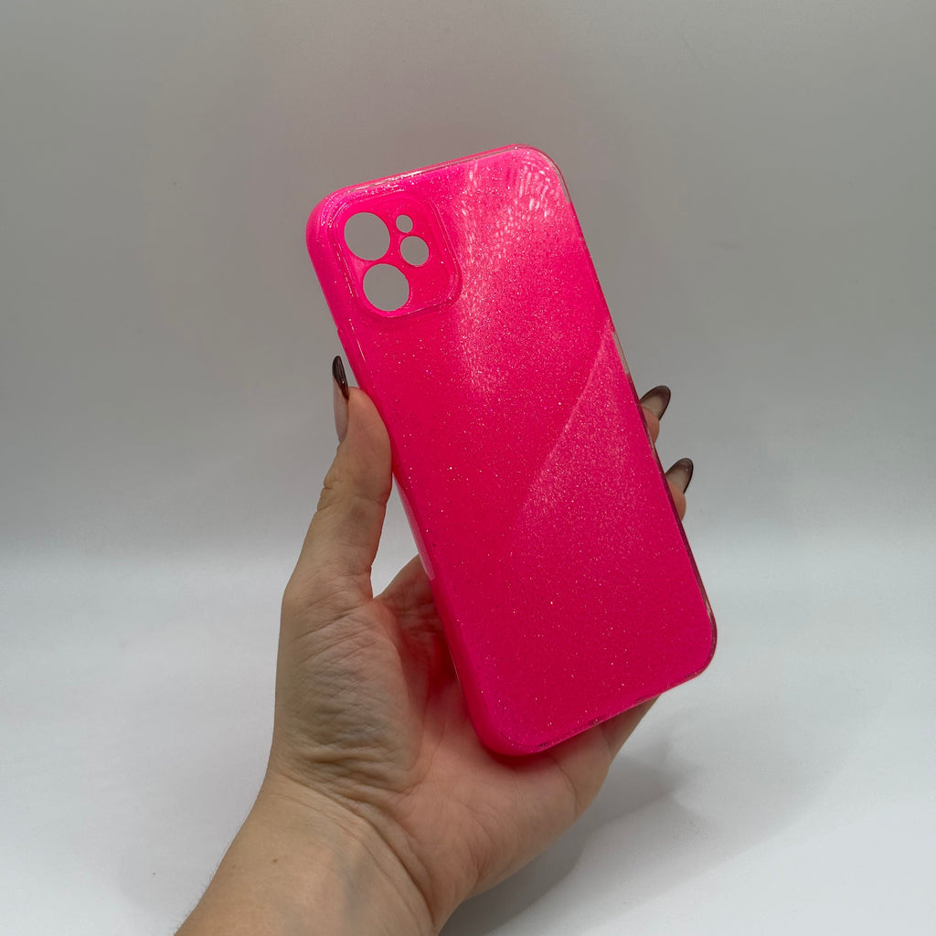 CASE IPHONE 11 DESTELLOS FUCSIA